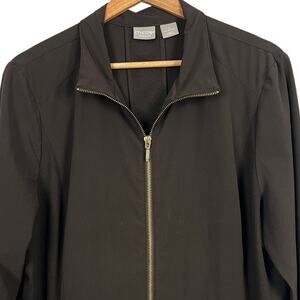 Chico's ZENERGY Womens L Athleisure Sporty Minimalist Luxe Full Zip Jacket Brown